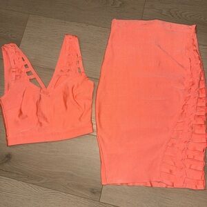 WOW Couture Vibrant Orange Skirt Set